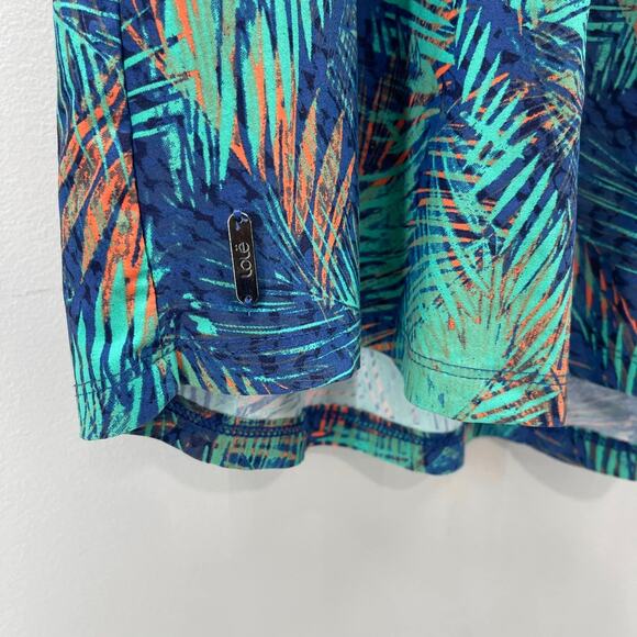 Lole Blue Tropical Palm Leaf Print Scoop Neck Long Tank Top Swim Cover Up - Picture 5 of 7